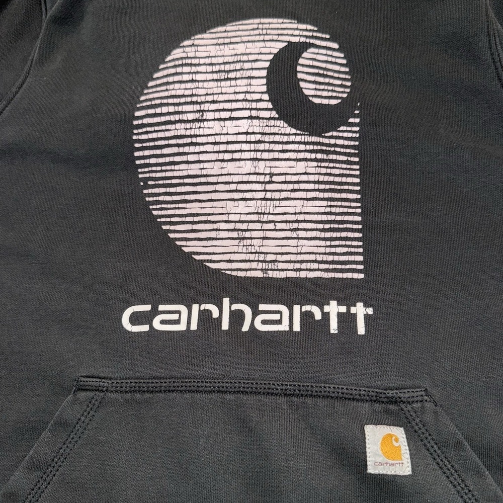 VTG Carhartt Hoodie Men M-L Rain Defender Faded Distressed Sweatshirt Y2K Grunge - Picture 4 of 15